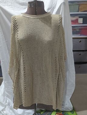 Miss Me Cream Open-Knit Crochet Poncho